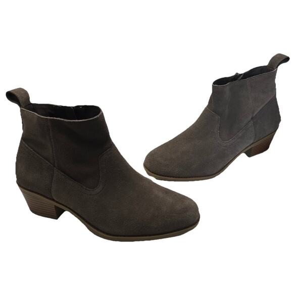 Vionic Vera Soft Suede Ankle Booties Gray Greige Water Resistant Women’s Size 7 - Picture 1 of 10